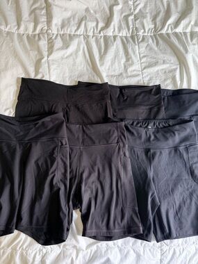 Black Athletic Bike Shorts - Pack of 6